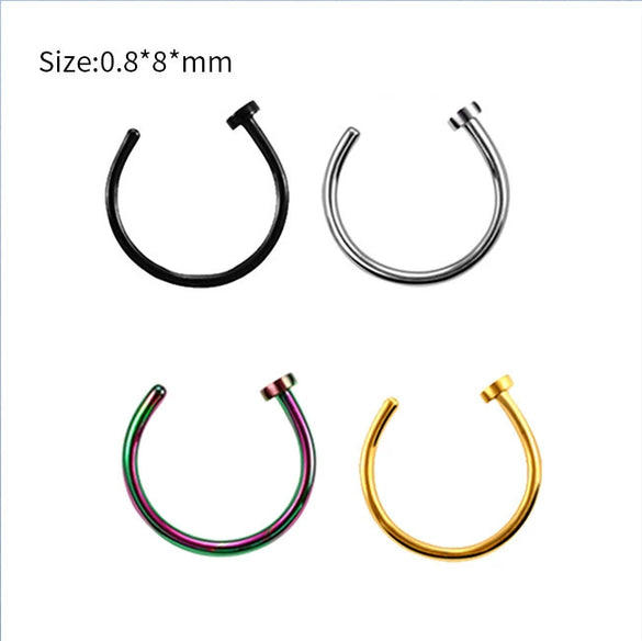 Stainless Steel Body Piercing Jewelry Cshaped Nose Ring Eyebrow Nail Lip Nail Electroplated Geometric Unisex