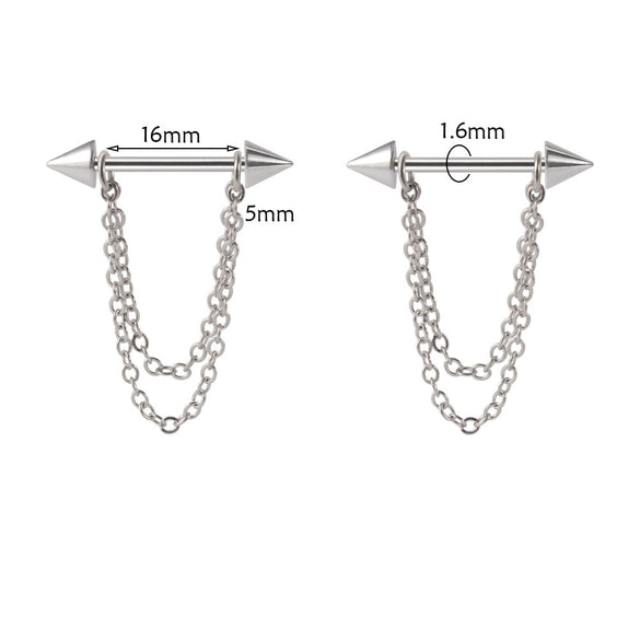 Stainless Steel Body Piercing Jewelry With Pointed Cone Breast Ring Heart Shaped Wings Bee Kitten Flower Ball Design And Electroplating Process