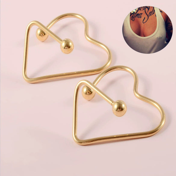 Stainless Steel Body Piercing Jewelry With Pointed Cone Breast Ring Heart Shaped Wings Bee Kitten Flower Ball Design And Electroplating Process