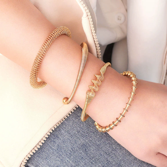 Stainless Steel Bohemian Adjustable Female Woven Bracelet With Electroplating