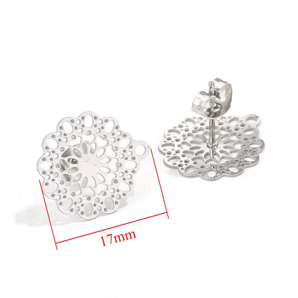 Stainless Steel Bohemian Geometric Cut Out Pattern Electroplated Diy Handmade Ear Hook Hanging Vacuum Earrings Jewelry Accessories