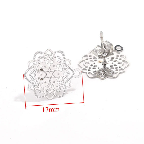 Stainless Steel Bohemian Geometric Cut Out Pattern Electroplated Diy Handmade Ear Hook Hanging Vacuum Earrings Jewelry Accessories