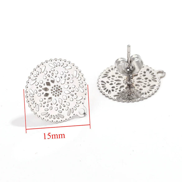 Stainless Steel Bohemian Geometric Cut Out Pattern Electroplated Diy Handmade Ear Hook Hanging Vacuum Earrings Jewelry Accessories