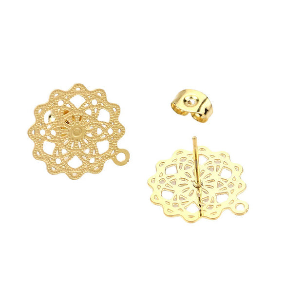 Stainless Steel Bohemian Geometric Cut Out Pattern Electroplated Diy Handmade Ear Hook Hanging Vacuum Earrings Jewelry Accessories