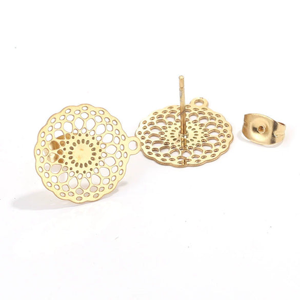 Stainless Steel Bohemian Geometric Cut Out Pattern Electroplated Diy Handmade Ear Hook Hanging Vacuum Earrings Jewelry Accessories