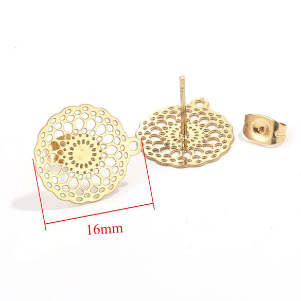 Stainless Steel Bohemian Geometric Cut Out Pattern Electroplated Diy Handmade Ear Hook Hanging Vacuum Earrings Jewelry Accessories