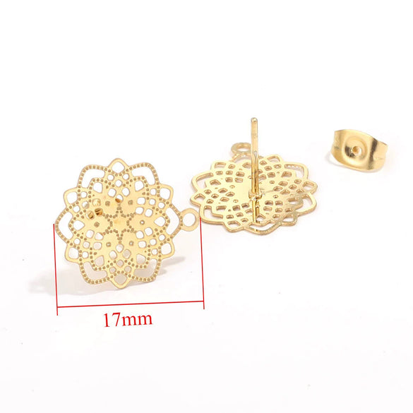 Stainless Steel Bohemian Geometric Cut Out Pattern Electroplated Diy Handmade Ear Hook Hanging Vacuum Earrings Jewelry Accessories