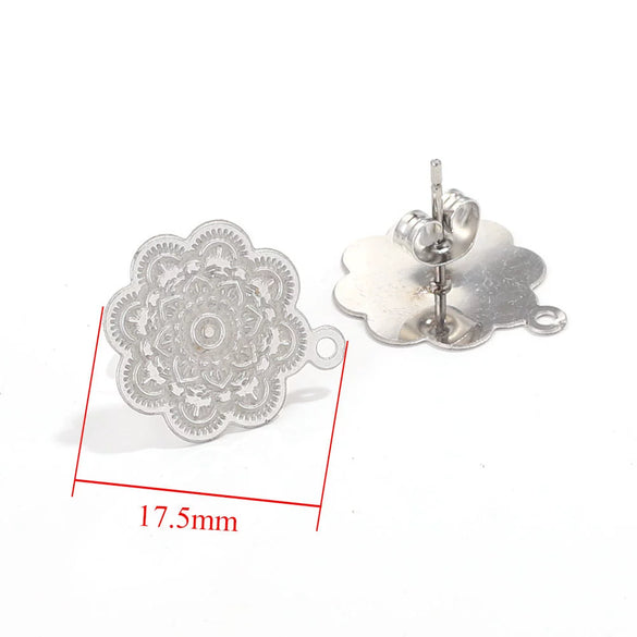 Stainless Steel Bohemian Geometric Cut Out Pattern Electroplated Diy Handmade Ear Hook Hanging Vacuum Earrings Jewelry Accessories