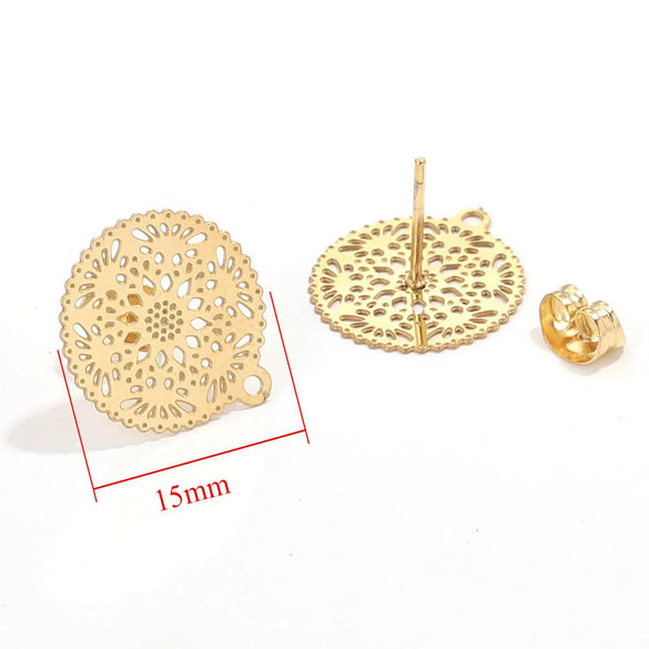 Stainless Steel Bohemian Geometric Cut Out Pattern Electroplated Diy Handmade Ear Hook Hanging Vacuum Earrings Jewelry Accessories