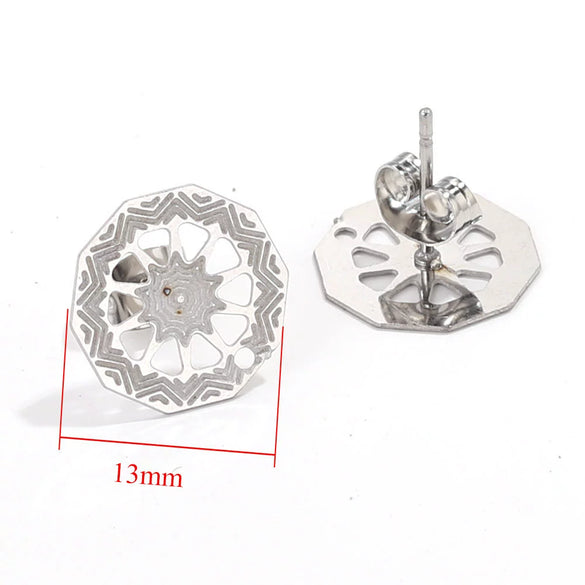 Stainless Steel Bohemian Geometric Cut Out Pattern Electroplated Diy Handmade Ear Hook Hanging Vacuum Earrings Jewelry Accessories