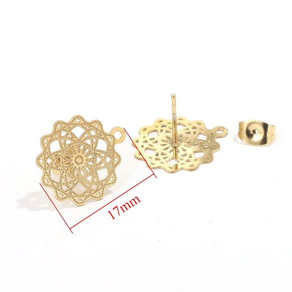 Stainless Steel Bohemian Geometric Cut Out Pattern Electroplated Diy Handmade Ear Hook Hanging Vacuum Earrings Jewelry Accessories