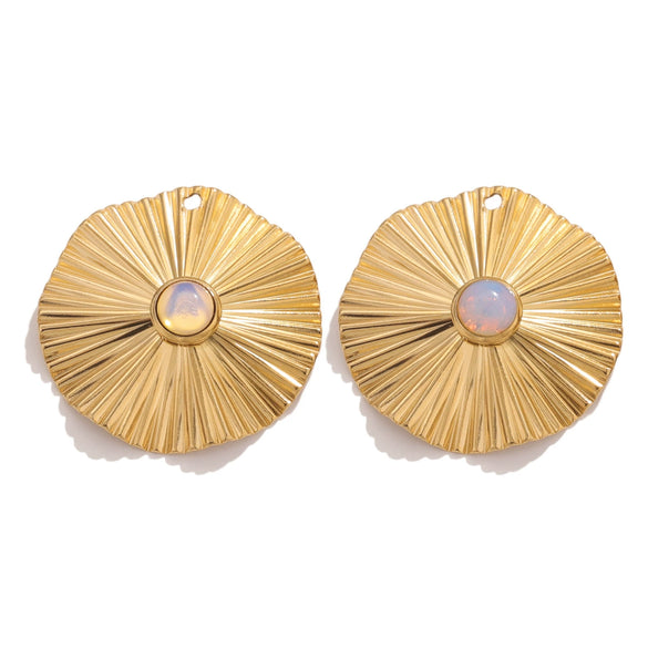 Stainless Steel Bohemian Natural Stone Pendant Earrings Necklace Pendant With Hirback Pattern And Electroplating Treatment