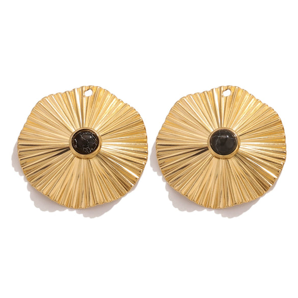Stainless Steel Bohemian Natural Stone Pendant Earrings Necklace Pendant With Hirback Pattern And Electroplating Treatment