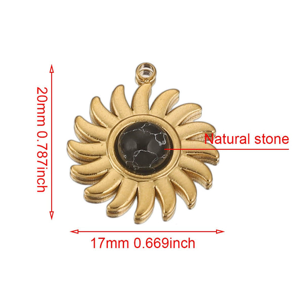 Stainless Steel Bohemian Natural Stone Pendant Jewelry Accessories For Diy Earrings And Necklace Making With Electroplating