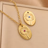 Stainless Steel Bohemian Oval Floral Pendant Jewelry Accessories With 18K Electroplating