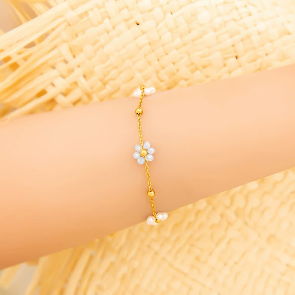 Stainless Steel Bohemian Style Geometric Beads Electroplated Women's Bracelet