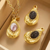 Stainless Steel Bohemian Style Inlaid Asymmetrical Twisted Ellipse Handmade Necklace Pendant