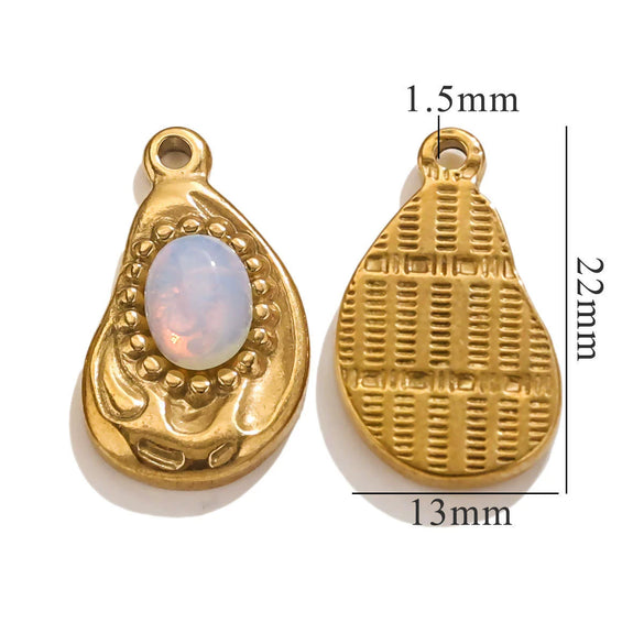 Stainless Steel Bohemian Style Inlaid Asymmetrical Twisted Ellipse Handmade Necklace Pendant