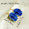 Stainless Steel Bohemian Style Lava Irregular Geometric Multi Color Rose Flower Earrings With Electroplating