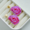 Stainless Steel Bohemian Style Lava Irregular Geometric Multi Color Rose Flower Earrings With Electroplating