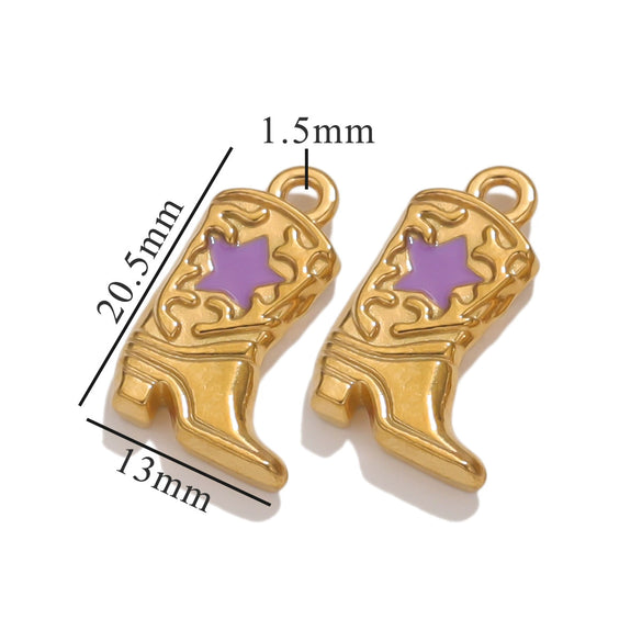 Stainless Steel Boots Pendant Vacuum Plated Necklace Bracelet Diy Accessories