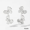 Stainless Steel Bow Butterfly Zircon Earrings Retro Creative Design Electroplating
