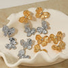 Stainless Steel Bow Butterfly Zircon Earrings Retro Creative Design Electroplating