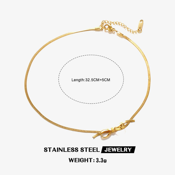 Stainless Steel Bow Clavicle Chain Retro Snake Bone Necklace For Ladies With Electroplating Treatment
