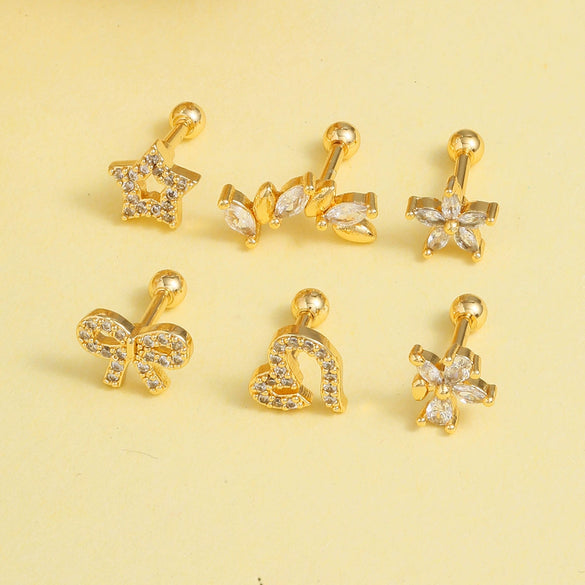 Stainless Steel Bow Earrings For Women Electroplated Geometric Design