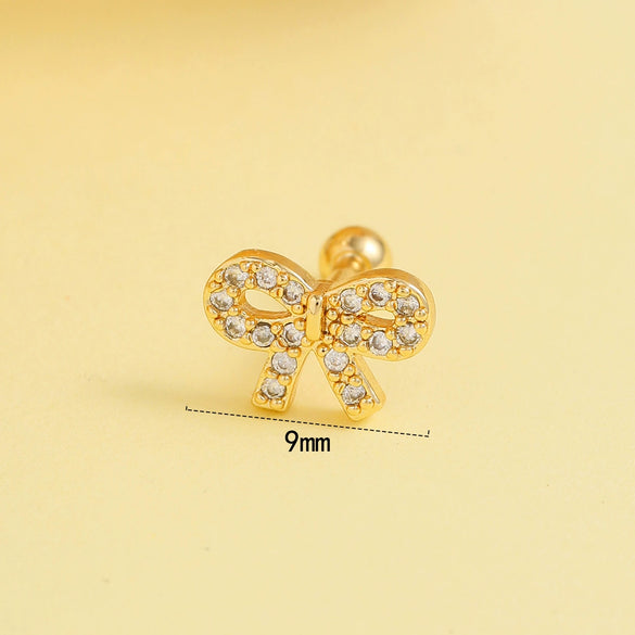 Stainless Steel Bow Earrings For Women Electroplated Geometric Design