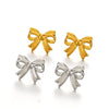 Stainless Steel Bow Earrings 18K Gold Plated For Women