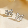 Stainless Steel Bow Earrings 18K Gold Plated For Women