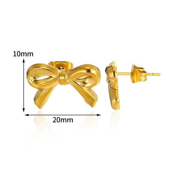 Stainless Steel Bow Geometric Electroplated Earrings For Women