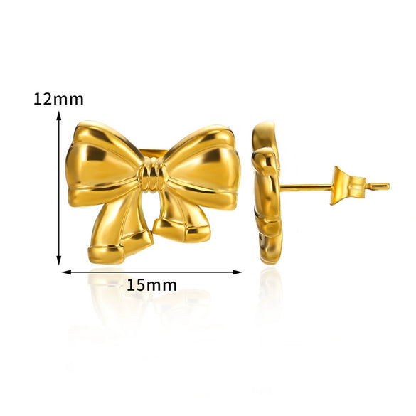 Stainless Steel Bow Geometric Electroplated Earrings For Women