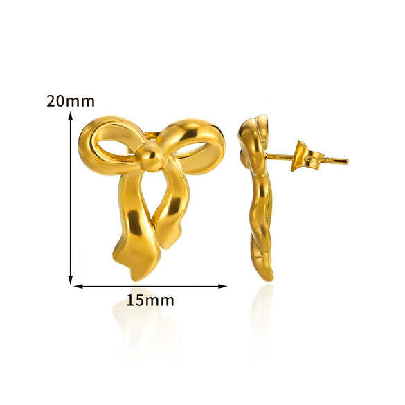 Stainless Steel Bow Geometric Electroplated Earrings For Women