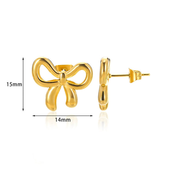 Stainless Steel Bow Geometric Electroplated Earrings For Women