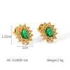Stainless Steel Bow Geometric Zircon Inlaid Women's Ins Style 18K Goldplated Earrings