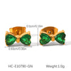 Stainless Steel Bow Geometric Zircon Inlaid Women's Ins Style 18K Goldplated Earrings
