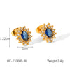 Stainless Steel Bow Geometric Zircon Inlaid Women's Ins Style 18K Goldplated Earrings
