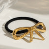 Stainless Steel Bow Hair Loop Headwear High Elasticity Geometric Electroplated Hair Accessories