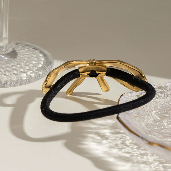 Stainless Steel Bow Hair Loop Headwear High Elasticity Geometric Electroplated Hair Accessories