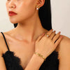 Stainless Steel Bow Jewelry Set With Electroplating Earrings Necklaces Ring For Women