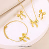 Stainless Steel Bow Jewelry Set With Pendant Bracelet Earrings Necklace For Women Electroplated