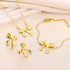 Stainless Steel Bow Jewelry Set With Pendant Bracelet Earrings Necklace For Women Electroplated