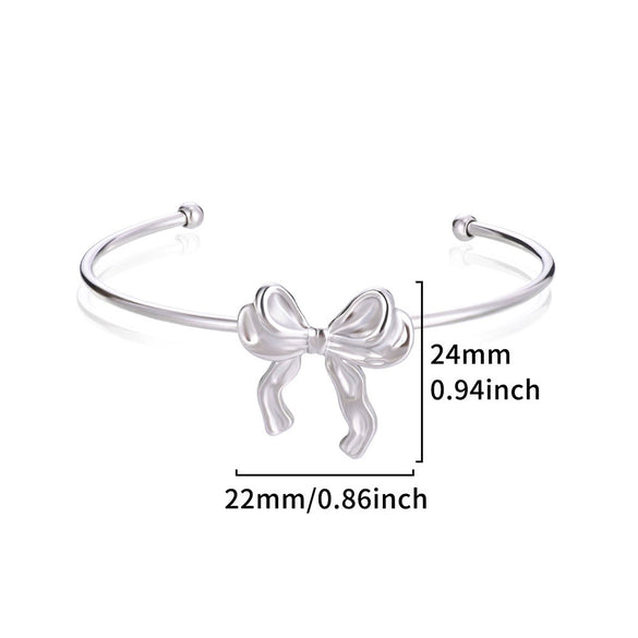Stainless Steel Bow Jewelry Set With Pendant Bracelet Earrings Necklace For Women Electroplated
