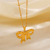 Stainless Steel Bow Necklace Handmade Polished Electroplated Women's Style