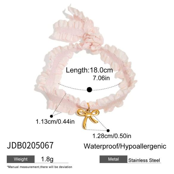 Stainless Steel Bow Patterned Bracelet Electroplated Hand Jewelry For Women Sweet Style