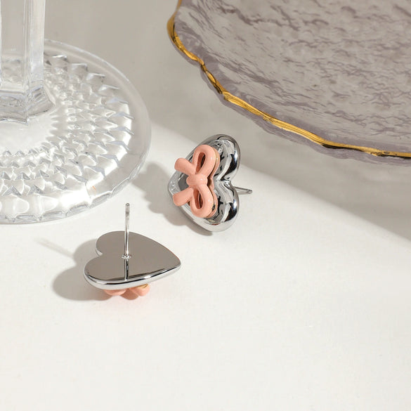 Stainless Steel Bow Shaped Electroplated Women's Earrings