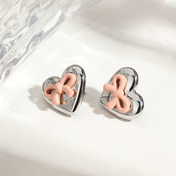 Stainless Steel Bow Shaped Electroplated Women's Earrings