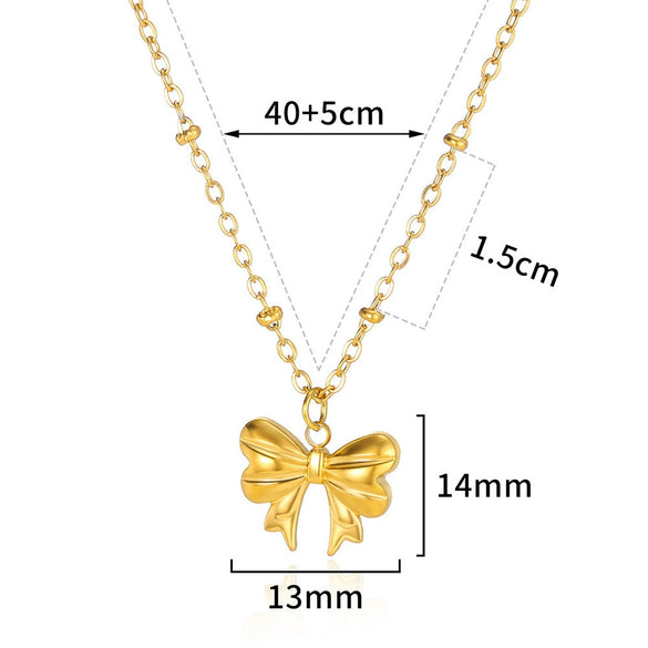 Stainless Steel Bow Tie Necklace Jewelry
